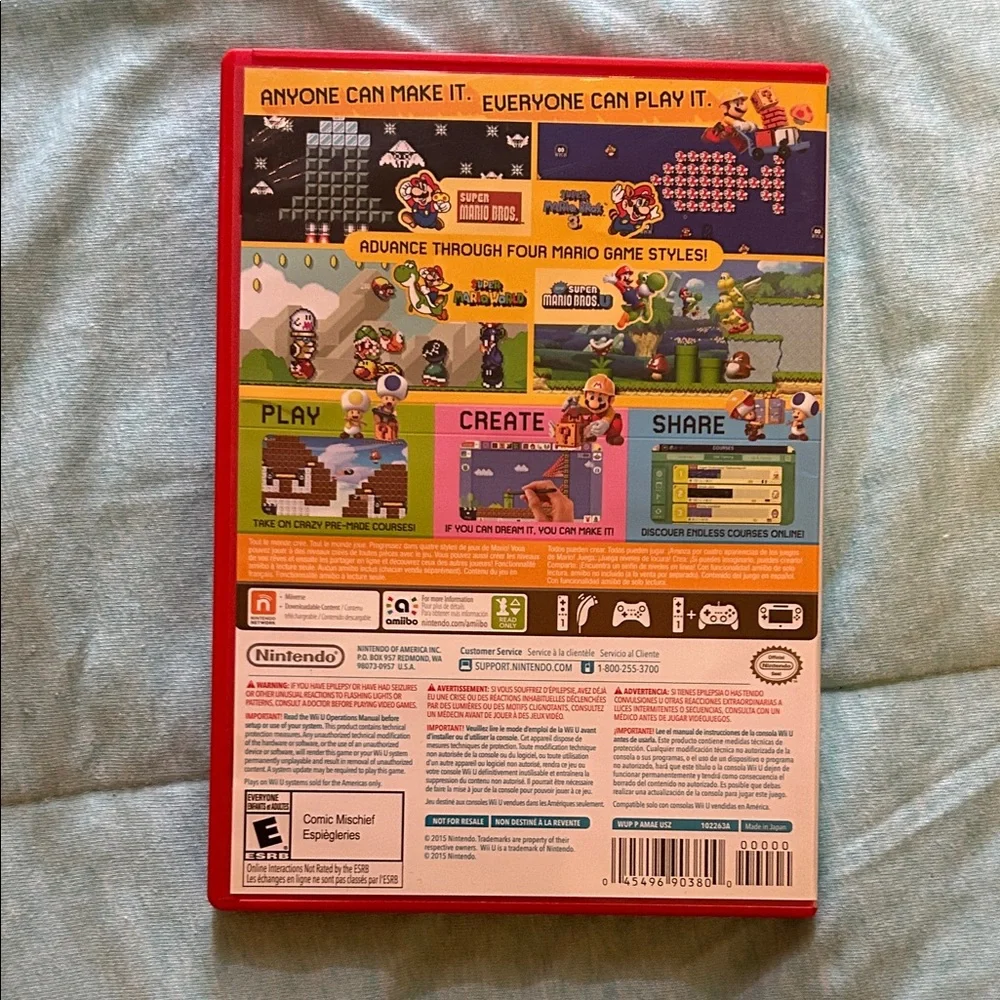 Nintendo Super Mario Maker for Wii U - Red and Blue Case
